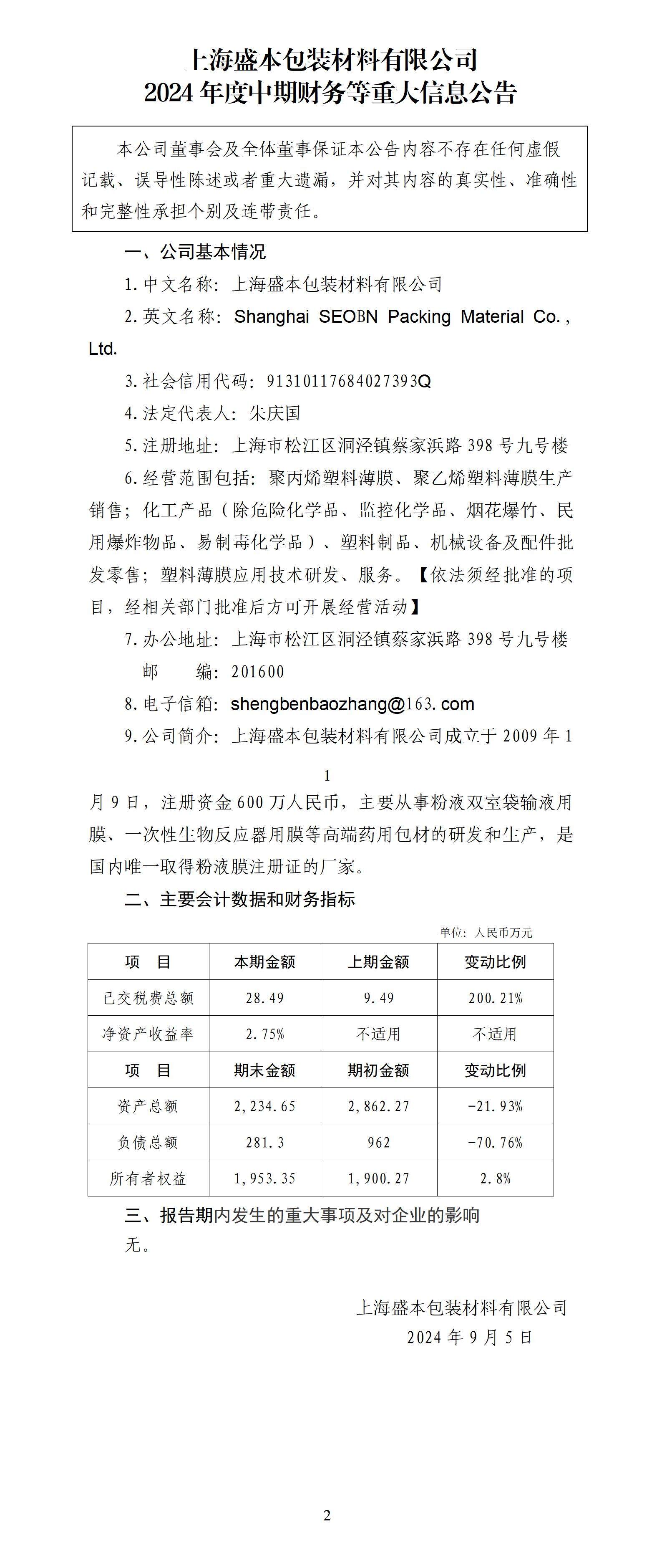 上海盛本包裝材料有限公司2024年度中期財務(wù)等重大信息公告_01.jpg